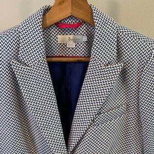 Boden Womens Blue & White Tweed Blazer Fully Lined, US Size 6 | nickdurrclothes